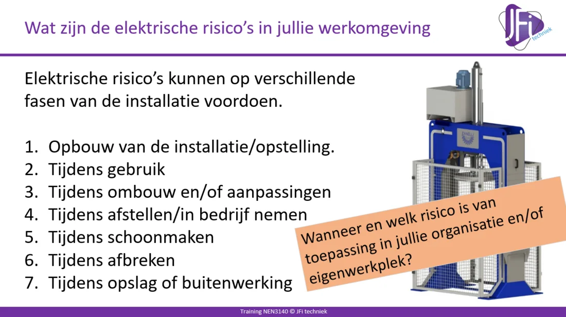 JFi trainingsmateriaal over elektrische risico's